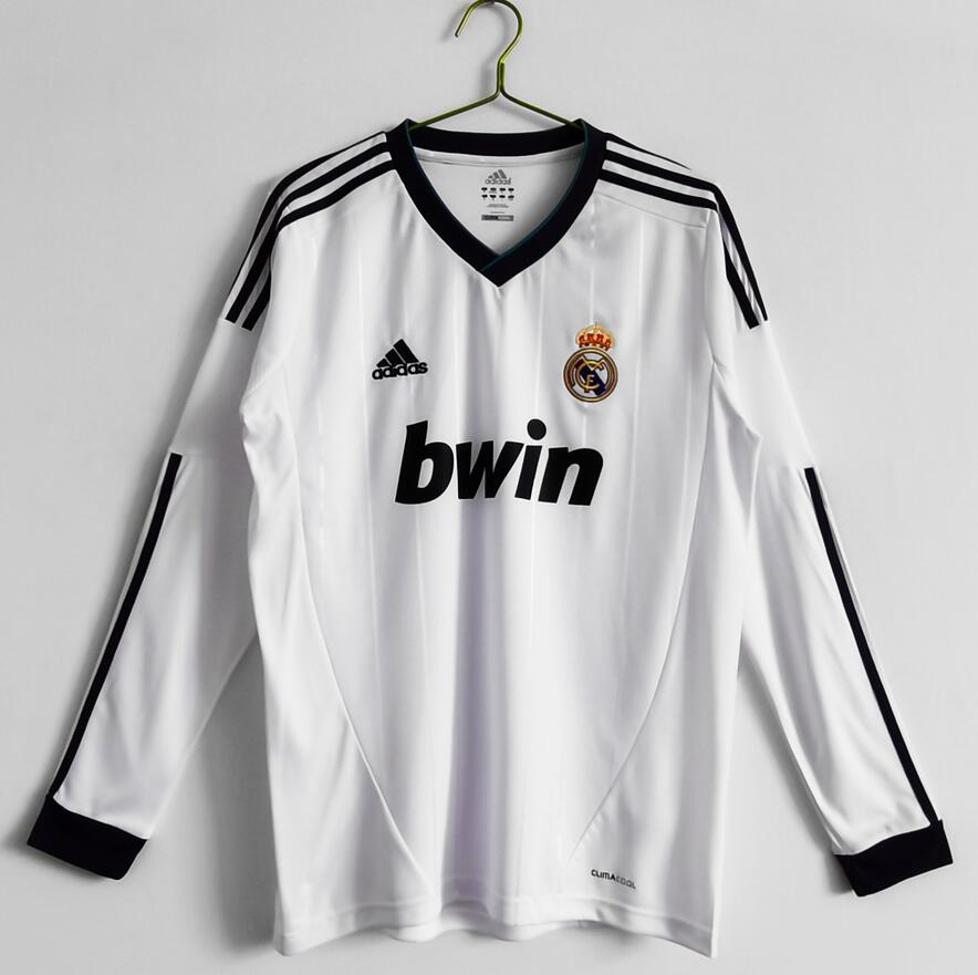 2012-13 Real Madrid Retro Long Sleeve Home Kit Soccer Jersey